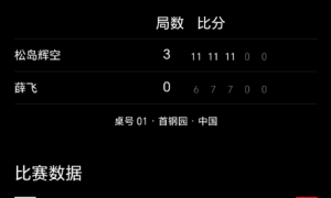 原创 
            中国大满贯：国乒男单首败！薛飞0-3不敌松岛辉空，主场一轮游